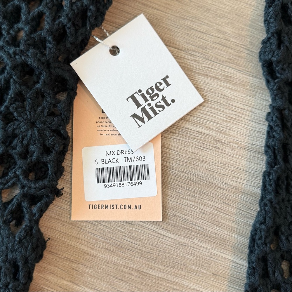 NWT Tiger Mist Nix Black Crochet Mini Dress, Size Small - Picture 5 of 6